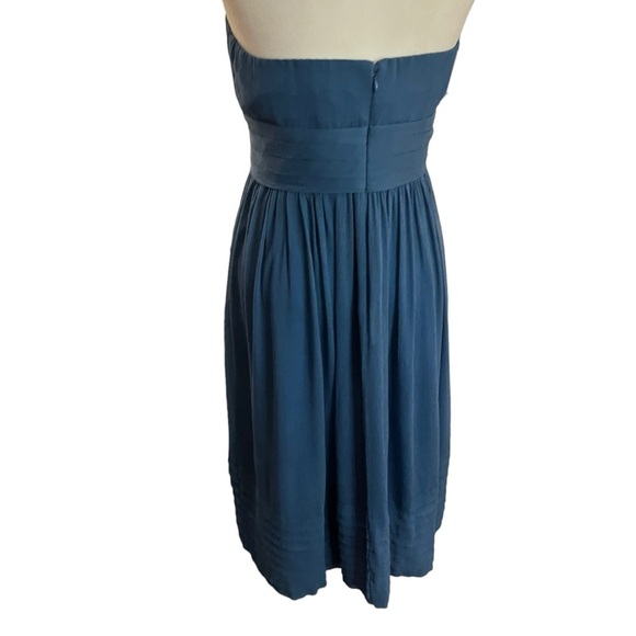 J Crew Strapless Deep Turquoise Silk Crepe Dress Sz 6 - Picture 3 of 14
